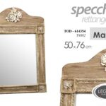 SPECCHIO RETTANGOLARE LEGNO h78*50 CM CLASSIC SHABBY CHIC MODERNO ROSE MARRONE
