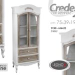 CREDENZA VETRINA MOBILE SHABBY CHIC CASSETTIERA ARMADIO BIANCO MARRONE 190*75*39
