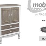 MOBILE ARMADIO CASSETTIERA ANTE BIANCO MARRONE SHABBY CHIC 120*70*35