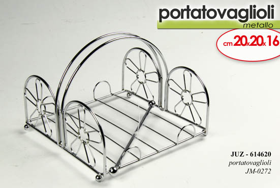 8025569614620 Porta tovaglioli salvaspazio moderno cucina tavola metallo cromo 20*20*16 cm - immagine 1