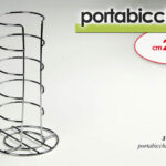 Porta bicchieri verticale colonna organizer salvaspazio metallo cromo 22x8 cm