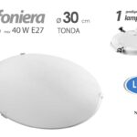 PLAFONIERA APPLIQUE TONDA DA PARETE BIANCO SATINATA LAMPADARIO 1 LUCE Ø 30 cm