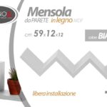 MENSOLA BIANCA 59*12*12 CM ZIG ZAG PARETE LEGNO SCALA SCALETTA +  KIT MONTAGGIO