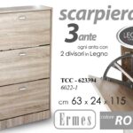 SCARPIERA 3 ANTE SLIM SALVASPAZIO DOPPIA A RIBALTA PORTA SCARPE ROVERE 115*63*24