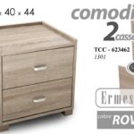 COMODINO CAMERA DA LETTO MODERNO 2 CASSETTI LEGNO ROVERE SBIANCATO 44*43*40 cm