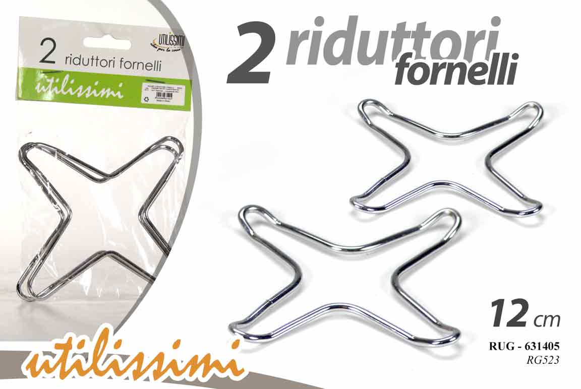 8025569631405 SET 2 RIDUTTORI FORNELLI CUCINA GAS PIANO COTTURA CAFFETTIERA METALLO 12 CM - immagine 1