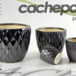 3 VASI CACHEPOT CERAMICA MODERNO CLASSICO VINTAGE VASO LUCIDO GRIGIO 29/21/15cm