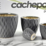 4 VASI CACHEPOT CERAMICA PORTA PIANTA MODERNO CLASSICO RILIEVO ONDE 30/23/17/12