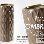 PORTA OMBRELLI CERAMICA TONDO MARRONE BEIGE TORTORA CLASSICO MODERNO 50*23CM