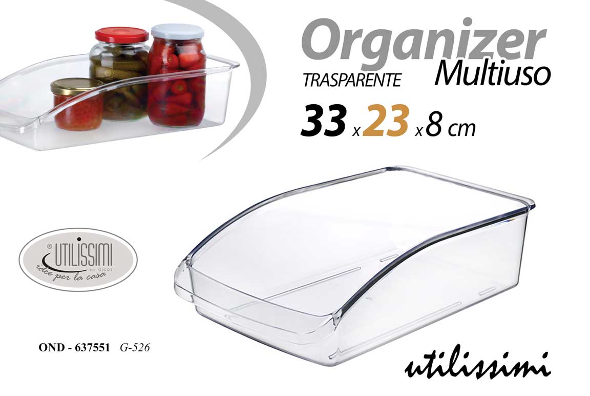 8025569637551 Organizer contenitore frigo cucina salvaspazio cassetto dispensa plast 33*23*8cm - immagine 1