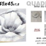 QUADRO STAMPA SU TELA Canvas LEGNO FIORE GRIGIO SPENTO MODERNO ASSORT 45*45 cm