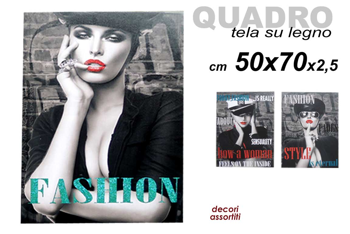 8025569638466 QUADRO STAMPA SU TELA Canvas LEGNO Ragazza Donna Fashion Style ASSORT 50*70cm - immagine 1