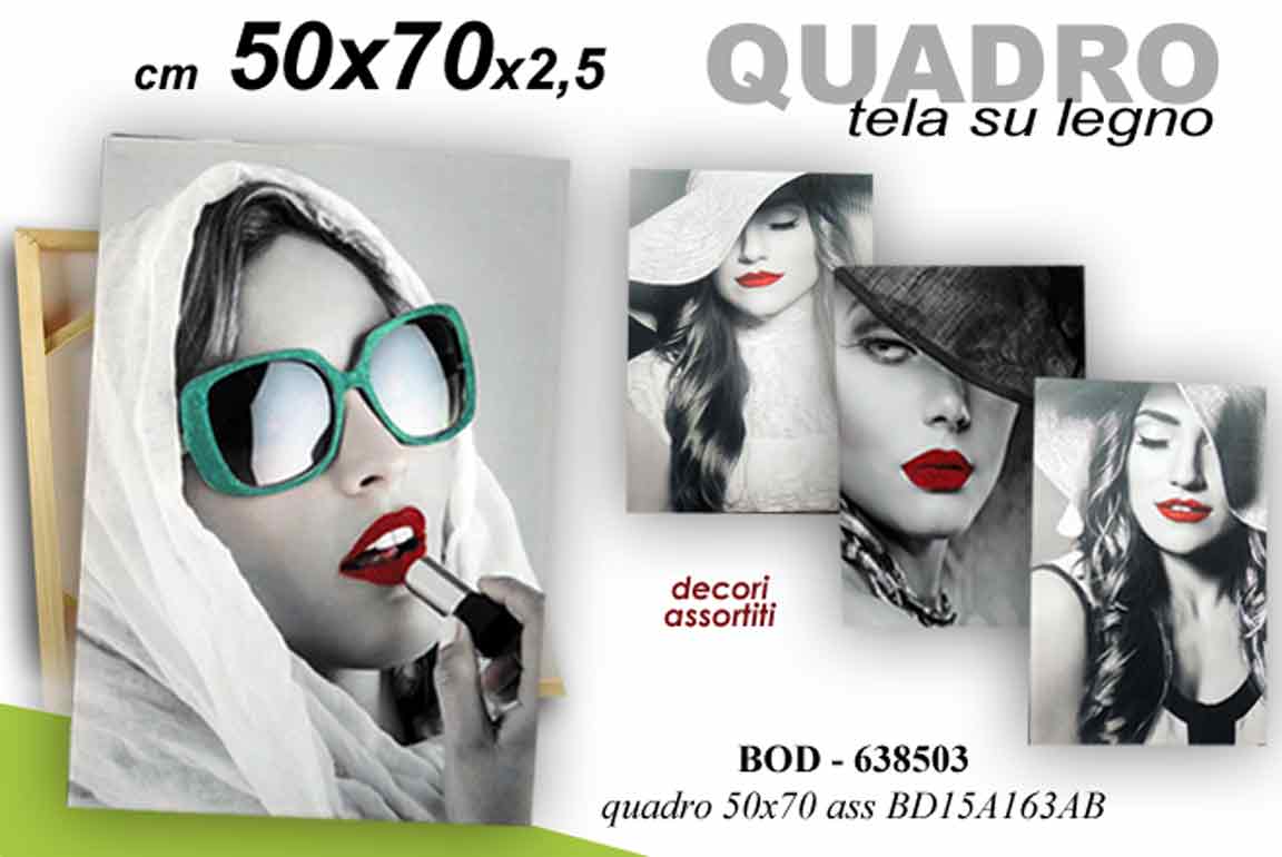 8025569638503 QUADRO STAMPA SU TELA Canvas LEGNO Ragazza Donna POSE MODA COLOR ASSORT 50*70cm - immagine 1