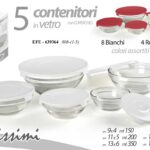 set 5 Contenitori alimenti ermetici frigo coperchio cucina vetro caldo freddo