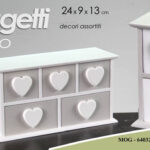 Cassettiera portaoggetti mobiletto portagioie cuore organizer legno ass 24x13x9