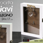 Bacheca armadietto portachiavi parete legno cassetta cuore muro bianco 24x17x5