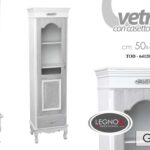 COLONNA LEGNO VETRINA VETRINETTA GRIGIO ARGENTO SHABBY CHIC MODERNO 181*50*34 cm