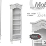 MOBILE LIBRERIA SCAFFALE SHABBY CHIC BIANCO GRIGIO ROSE CASSETTO h190*55*34