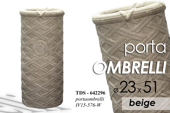 8025569642296 PORTA OMBRELLI CERAMICA ANTICATA CLASSICO MODERNO ARREDO Design BEIGE 51*23 cm - immagine 1