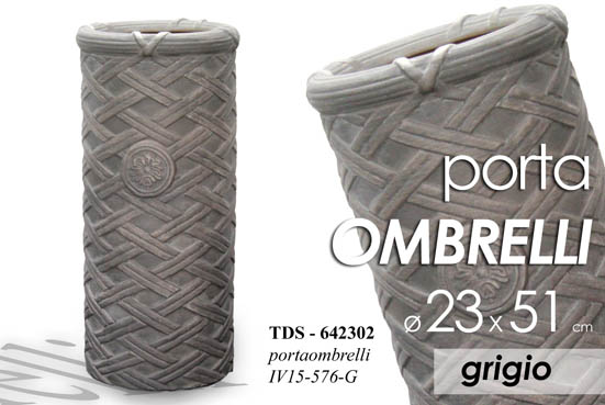 8025569642302 PORTA OMBRELLI 51*23CM CERAMICA STILE ARTE TONDO STUDIO COLORE GRIGIO - immagine 1