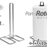 Porta rotolo carta tavola cucina verticale design moderno metallo cromo 31x15