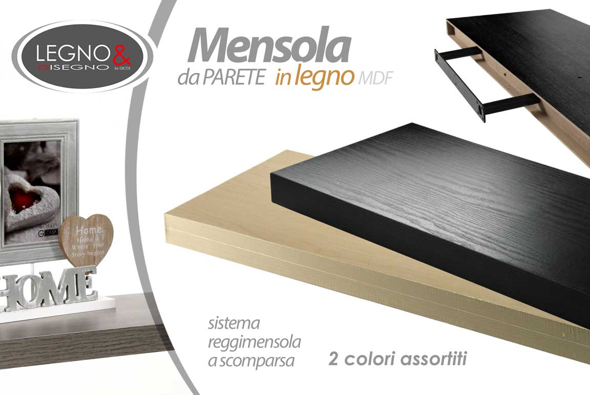 8025569648731 MENSOLA 40*25*4 CM WENGè ROVERE PARETE + KIT MONTAGGIO Reggimensola a Scomparsa - immagine 1