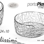 Porta piatti rotondo cucina tavola organizer salvaspazio metallo cromo 24x10 cm