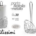 Porta rotolo carta da tavola cucina verticale moderno metallo cromo 30x14 cm