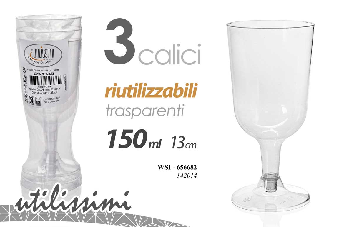 8025569656682 3 Calici Bicchieri finger food aperitivo buffet feste plastica trasparente 13 cm - immagine 1