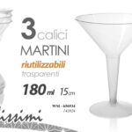 3 CALICI CALICI FESTE PARTY MARTINI DEGUSTAZIONE PLASTICA RIUTILIZZABILI 15 cm