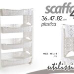 Scaffale plastica 4 ripiani carrello portaoggetti cucina bagno bianco 82x47x36