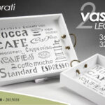 Set 2 vassoi rettangolari cucina colazione shabby chic manici legno bianco 36x28