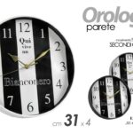 OROLOGIO DA PARETE MURO TONDO SILENZIOSO CALCIO QUI VIVE UN BIANCO NERO 31 cm