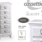 CASSETTIERA CUORE 6 CASSETTI SETTIMINO LEGNO BIANCO SHABBY CHIC H111*L40*P30 cm