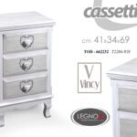 CASSETTIERA 3 CASSETTI SETTIMINO SLIM SALVASPAZIO CUORE COMODINO 69*41*34 cm
