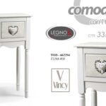 COMODINO CASSETTI SHABBY CHIC SALOTTO COLONNINA INGRESSO LEGNO BIANCO 73*33*26
