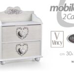 MOBILETTO CASSETTIERA PORTA GIOIE OGGETTI BIANCO CUORE SHABBY CHIC h30*25*19 CM