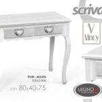 TAVOLO Consolle SCRIVANIA 75*80*40cm SCRITTOIO SHABBY CHIC CUORE GRIGIO ARGENTO