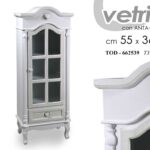 MOBILE VETRINA ANTA CASSETTO SHABBY CHIC CUORE LEGNO BIANCO VINCY 145*55*36cm