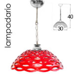 LAMPADARIO ROSSO TRAFORATO RED MODERNO Lampada a Sospensione ACRILICO 40*30 cm