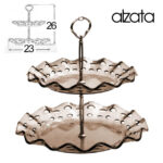 Alzata 2 piani buffet porta dolci frutta moderna cucina acrilico grigio 30 cm
