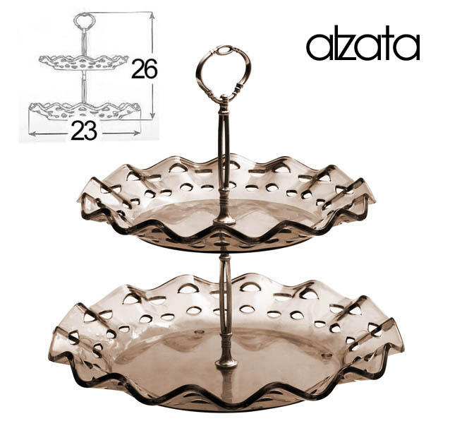 8025569663468 Alzata 2 piani buffet porta dolci frutta moderna cucina acrilico grigio 30 cm - immagine 1