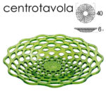 Centrotavola moderno porta frutta vassoio tondo traforato acrilico verde 40 cm