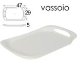 Vassoio aperitivo colazione bar buffet bianco plastica manici cucina 47*29 cm