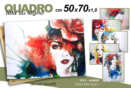 8025569664069 QUADRO STAMPA SU TELA Canvas LEGNO ASTRATTO DONNA RAGAZZA COLOR ASSOR 50*70 cm - immagine 1