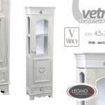 COLONNA VETRINA VETRINETTA MOBILE SHABBY CHIC BIANCA DECO ROSE ROSA 160*45*34cm