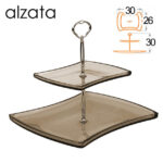 Alzata 2 piani buffet porta dolci frutta moderna cucina acrilico grigio 30 cm