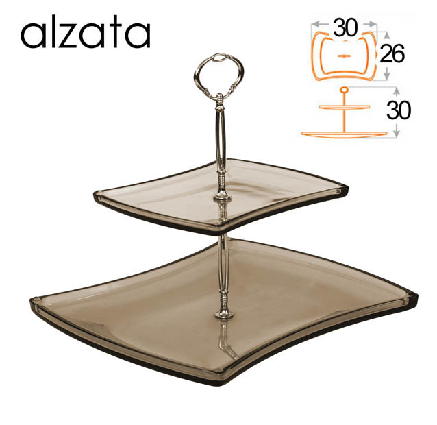8025569664397 Alzata 2 piani buffet porta dolci frutta moderna cucina acrilico grigio 30 cm - immagine 1