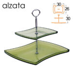 Alzata 2 piani buffet porta dolci frutta moderna cucina acrilico verde 30 cm