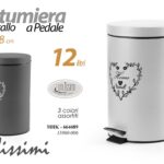 PATTUMIERA A PEDALE 12 LIT BAGNO SPAZZATURA CUORE BIANCO GRIGIO MODERNA 38*25 CM